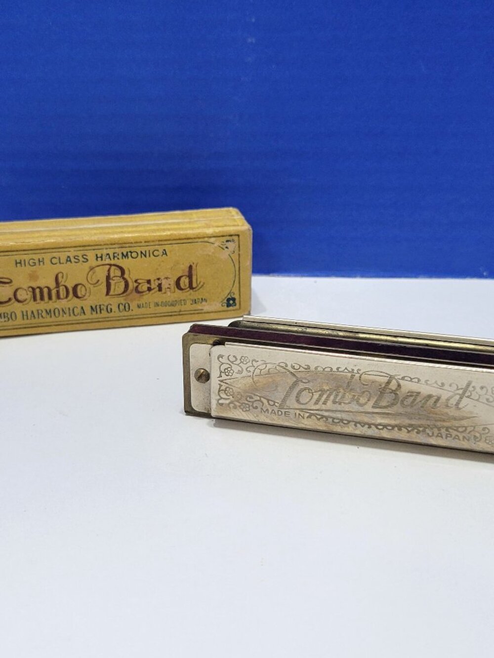 Vintage Tombo Band Harmonica Key of G in Case
